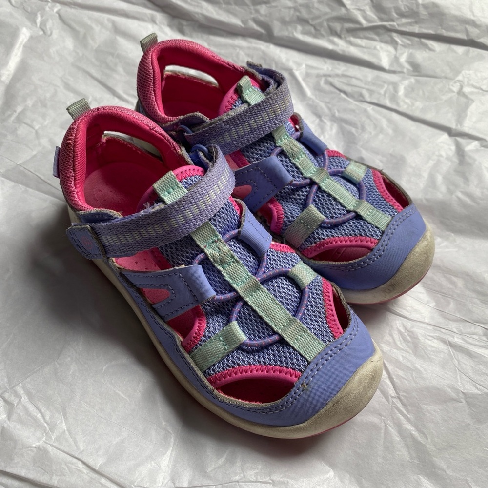 Stride Rite Wade sneaker sandals SRTech size 10 Wide pink purple periwinkle